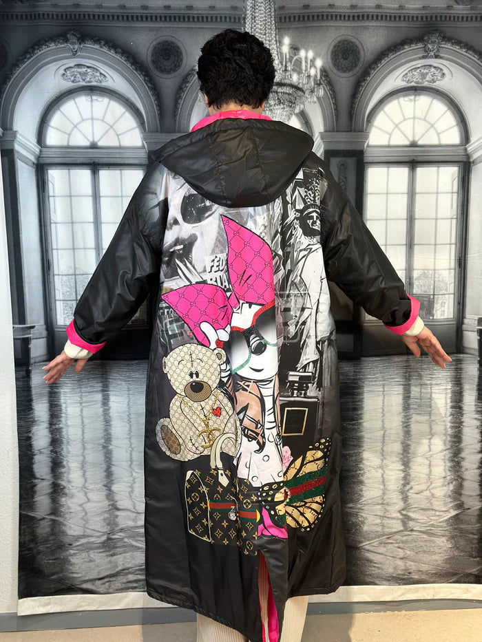 Leichter GG Mantel mit Pinken Innendruck