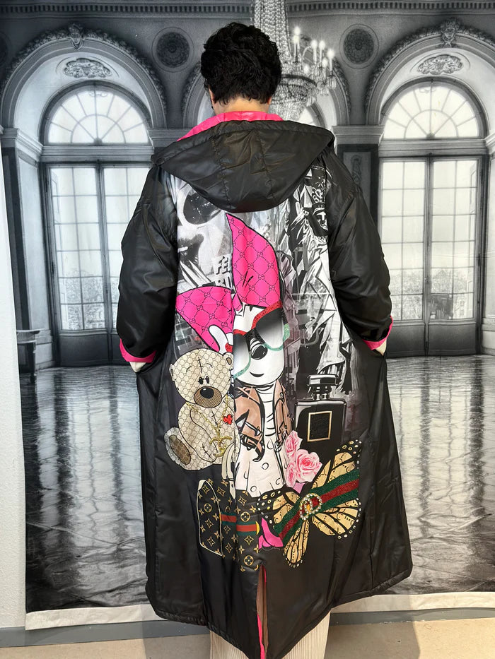 Leichter GG Mantel mit Pinken Innendruck