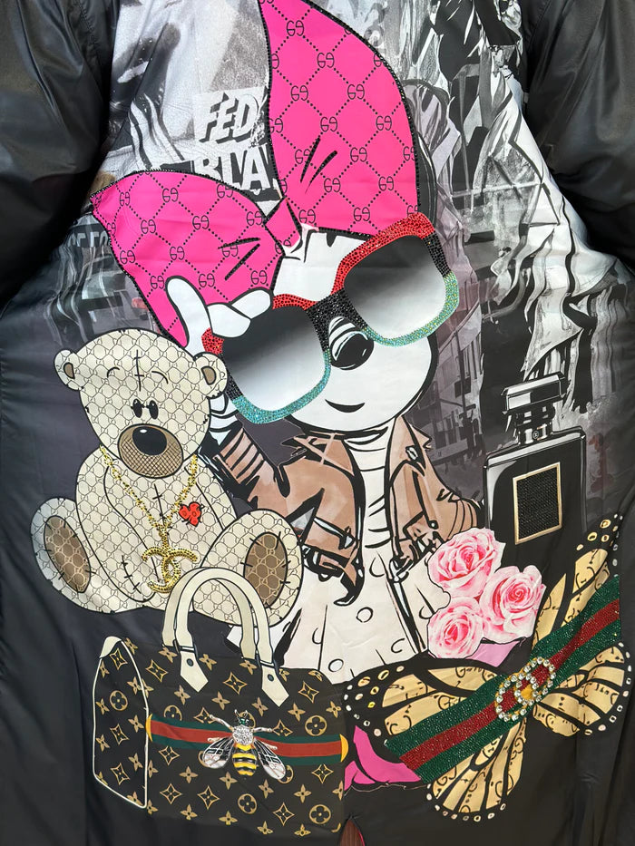 Leichter GG Mantel mit Pinken Innendruck