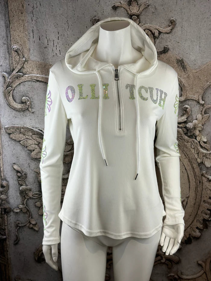 Leichtes Angel Shirt in Weiß mit Kapuze