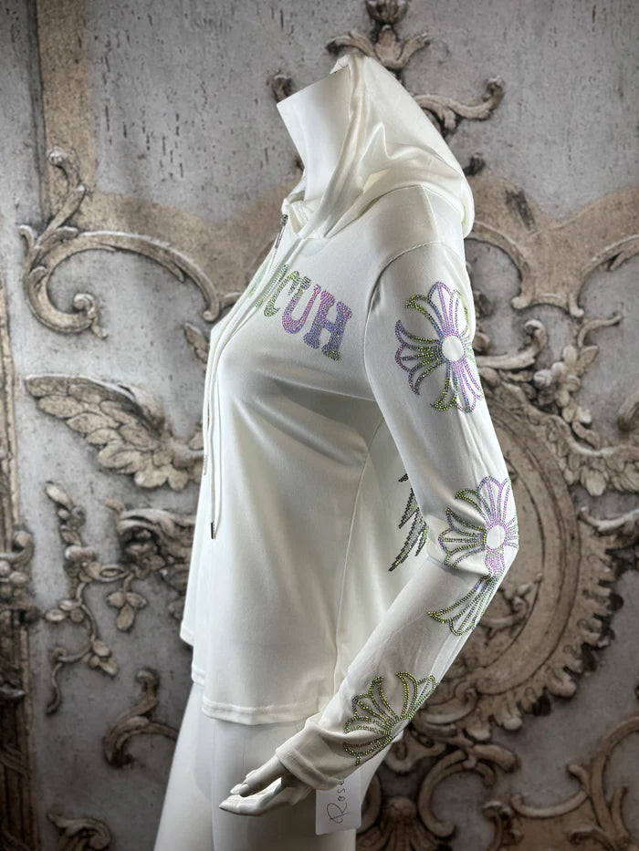 Leichtes Angel Shirt in Weiß mit Kapuze