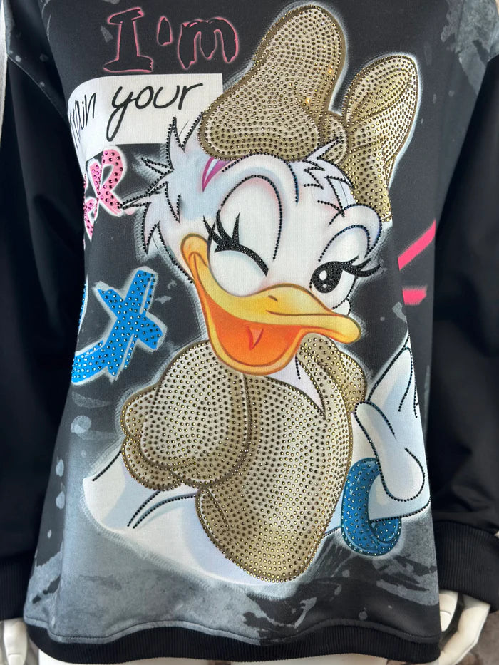 Leichtes Daisy Sweatshirt in Schwarz