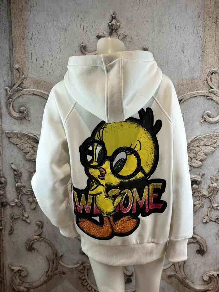 Tweety Sweat Jacke in Weiß