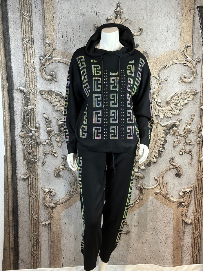 Zweiteiler Strass in Schwarz