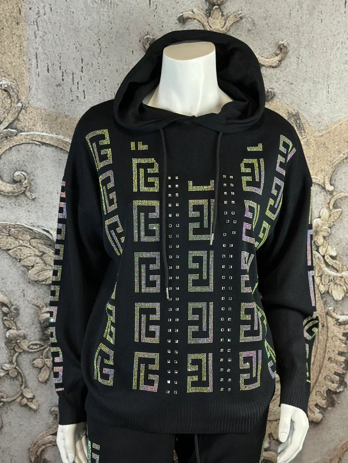 Zweiteiler Strass in Schwarz